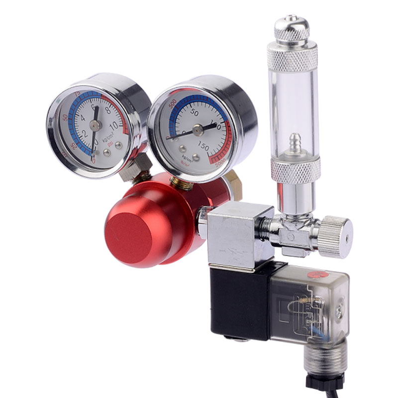 Regulador de CO2 para aquário ST-04 com medidores de pressão duplos e contador de bolhas único